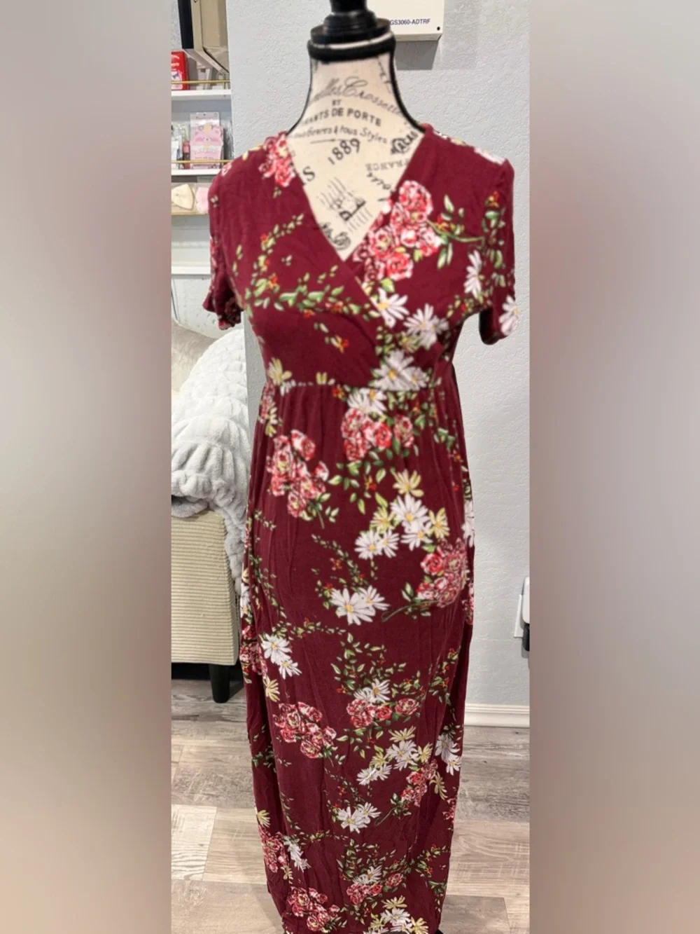 Xpenyo Maternity Maxi Dress Women Casual Wrap Long Baby Shower Pregnancy Dresses - Picture 6 of 9